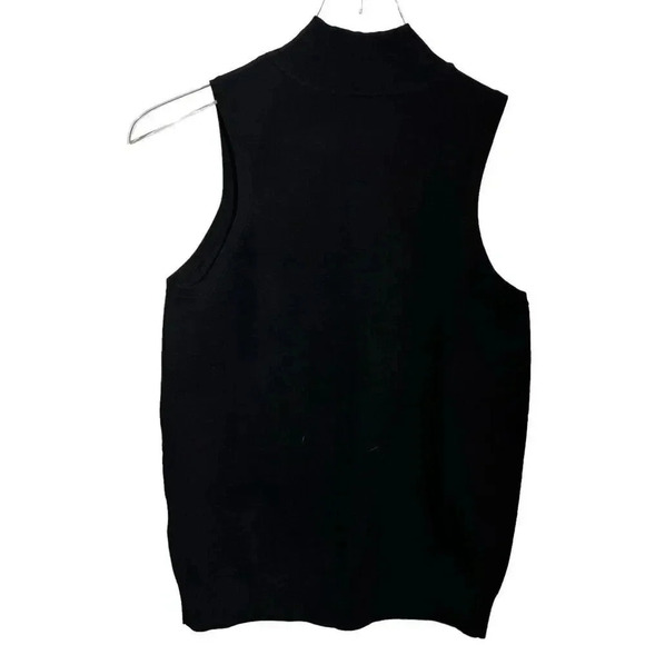 Minnie Rose Black mock turtleneck black knit sleeveless top size small - Picture 2 of 6